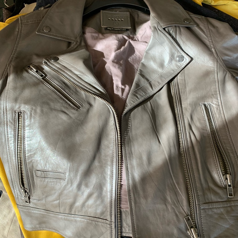 Soft Leather Gray Motorcycle Jacket - image 3